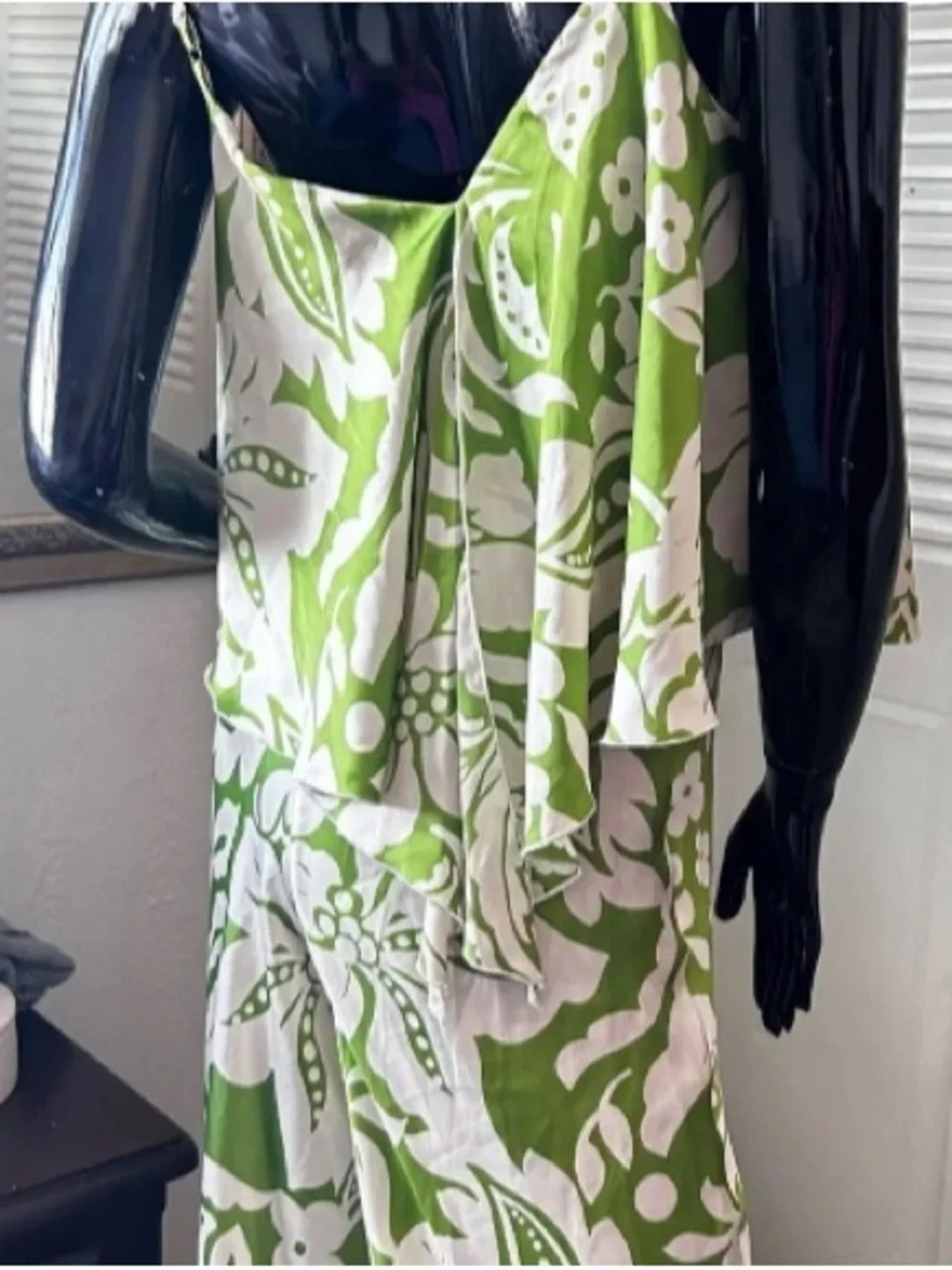 Green and White Floral Maxi Skirt - Women